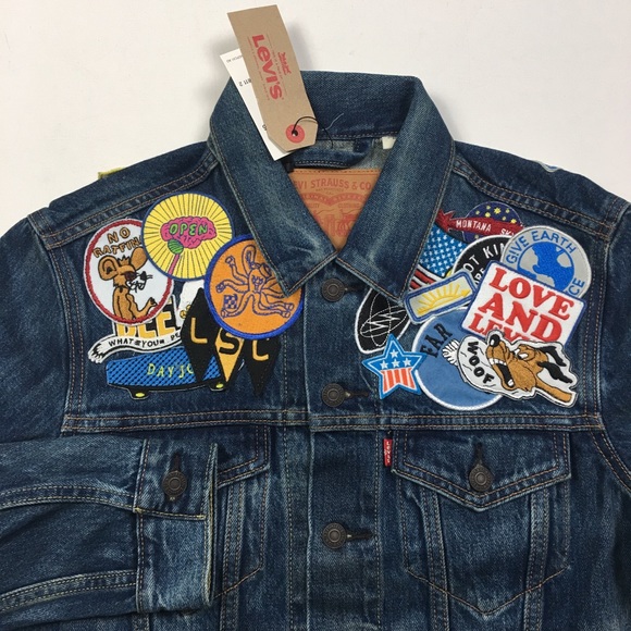 Levi’s Multi Patch Trucker Sz Small - Picture 2 of 8